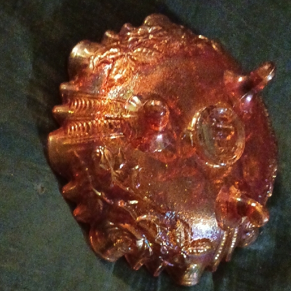 Orange Iridescent Floral Glass Bowl - Picture 3 of 6